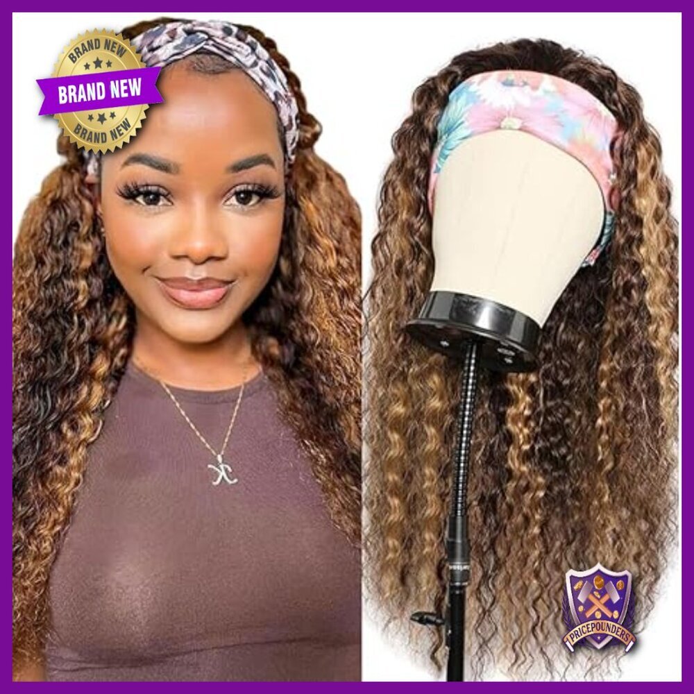 18 Inch Human Hair Headband Wig Water Wave Glueless Machine Made
